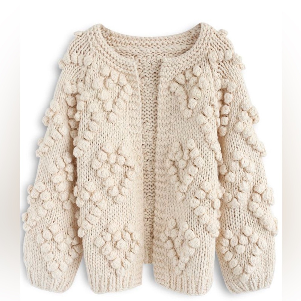KNIT YOUR LOVE CARDIGAN IN IVORY by CHICWISH